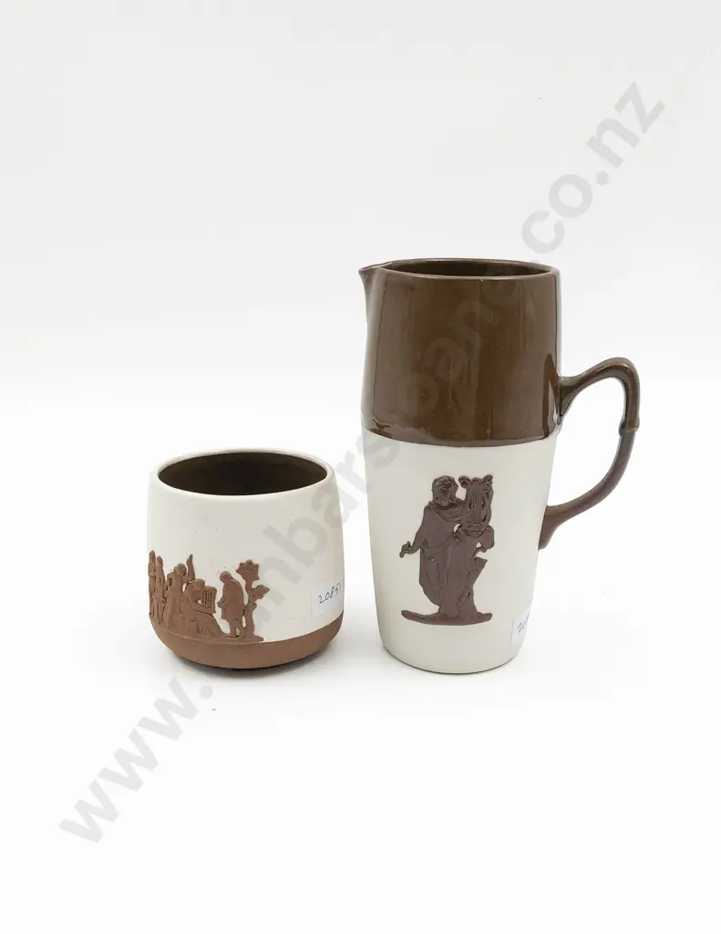 Temuka Jasperware Brown & Cream Jug and Pot Image 1++