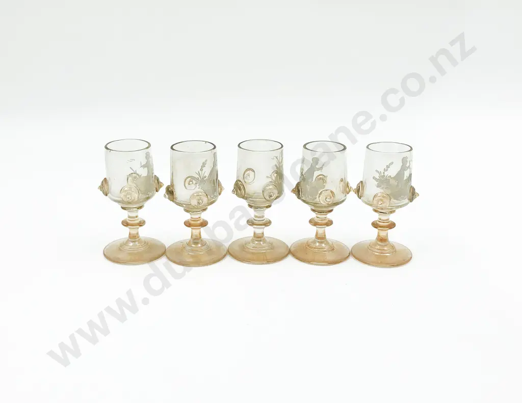 Five Mary Gregory Liqueur Glasses Image 1++