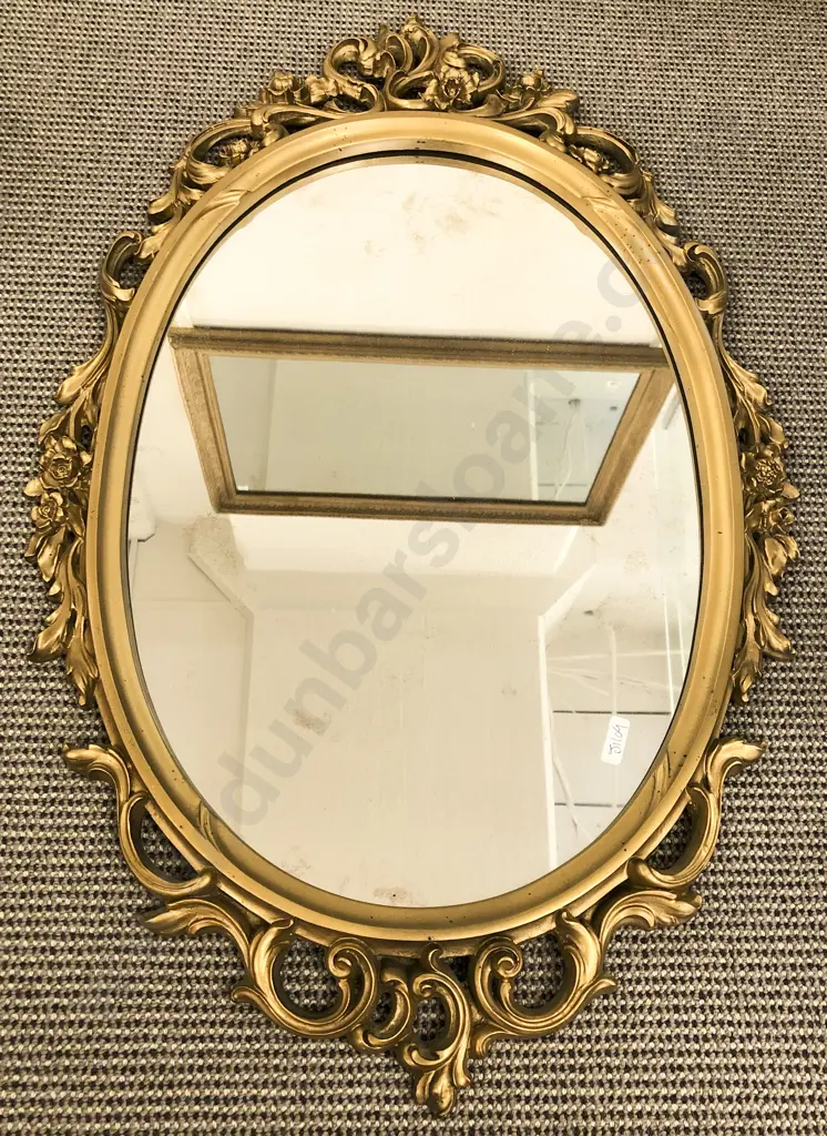 Gilt Framed Oval Wall Mirror Image 1++