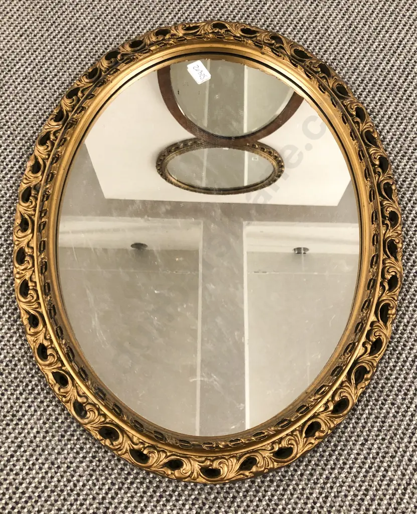 Gilt Framed Oval Wall Mirror Image 1++