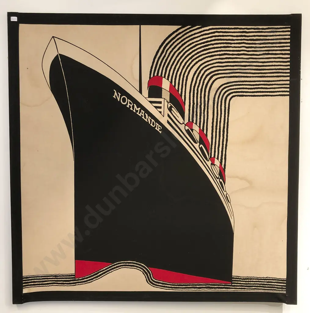 Vintage Screen Printed Fabric Wall Art - Ship Image 1++