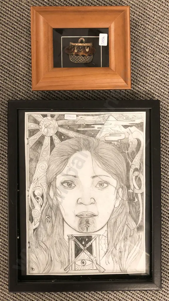 Framed Graphite Portrait & Small Framed Kete Image 1++