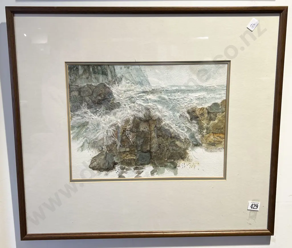 Mixed Media Harbour Scene on Paper Signed Necia Image 1++