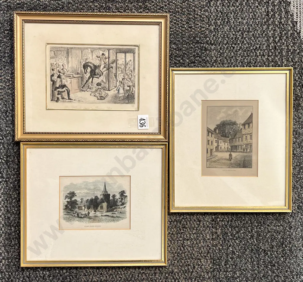 Three Framed Bookplates "Hercules Takes a Drapers Shop" Image 1++