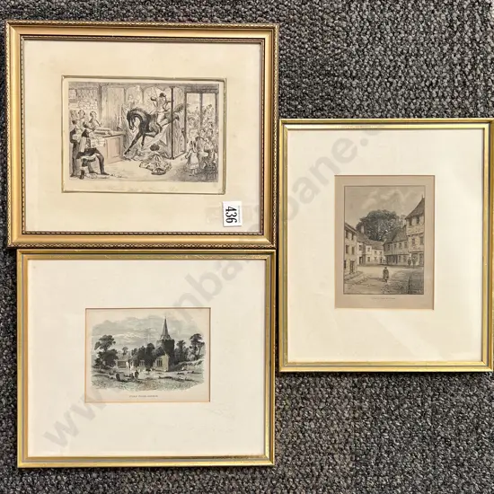 Three Framed Bookplates "Hercules Takes a Drapers Shop"