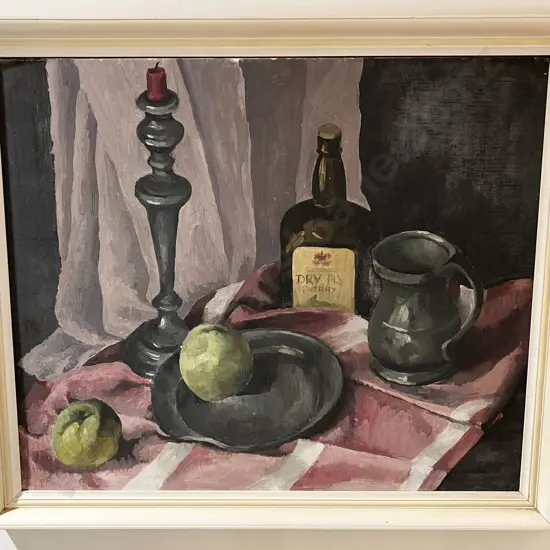 Nancy E Robe - Still Life With Pewter Oil on Board