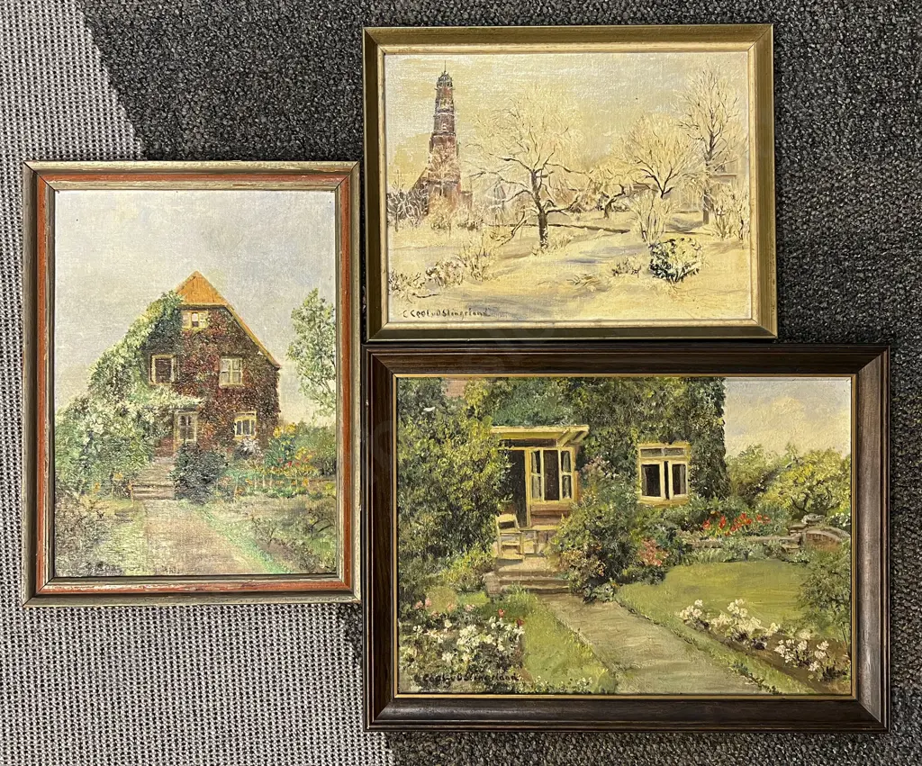 Three Framed Works by C Cool v Ooten Slingsland Image 1++