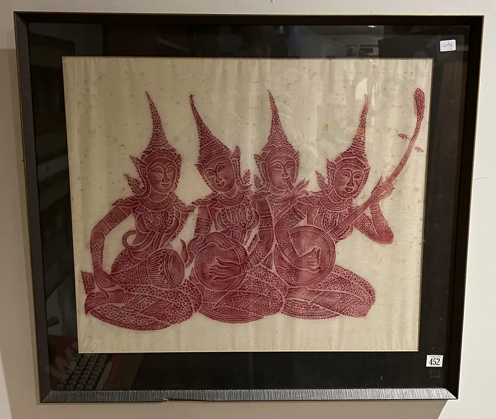 Framed Thai Brass Rubbing Image 1++