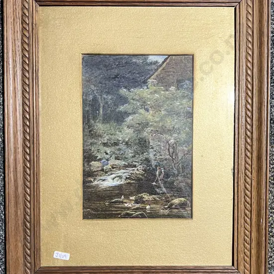 "A South Devon Watermill" Watercolour Indistinctly Signed
