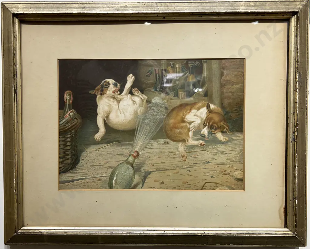 Pair of Victorian W H Grood Comical Dog Prints Image 1++