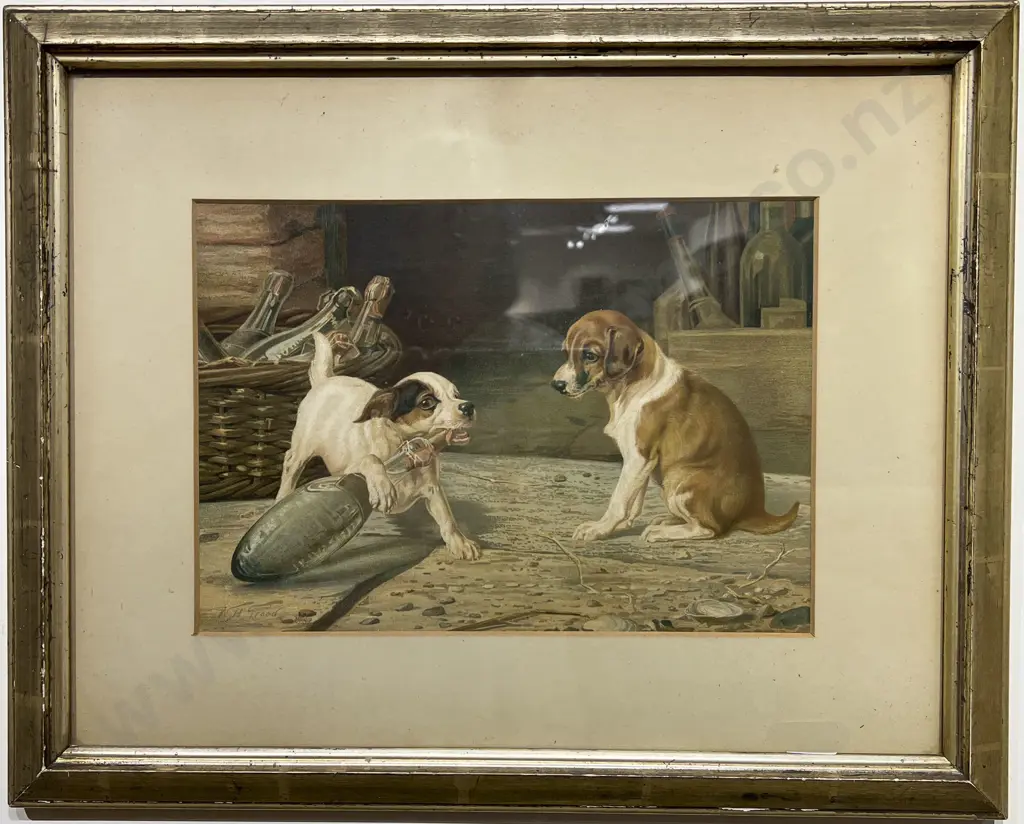 Pair of Victorian W H Grood Comical Dog Prints Image 1++