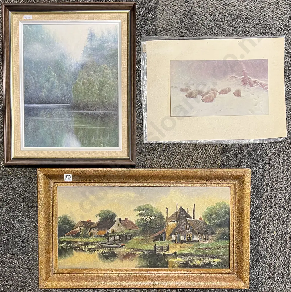 Joseph Farquharson Loose Antique Print together with Two Oil Works Image 1++