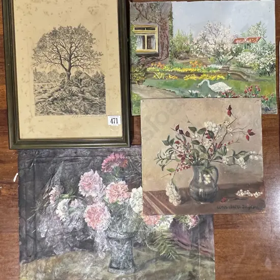 C Cool v Ooten Slingsland - Framed Etching & Three Loose Works