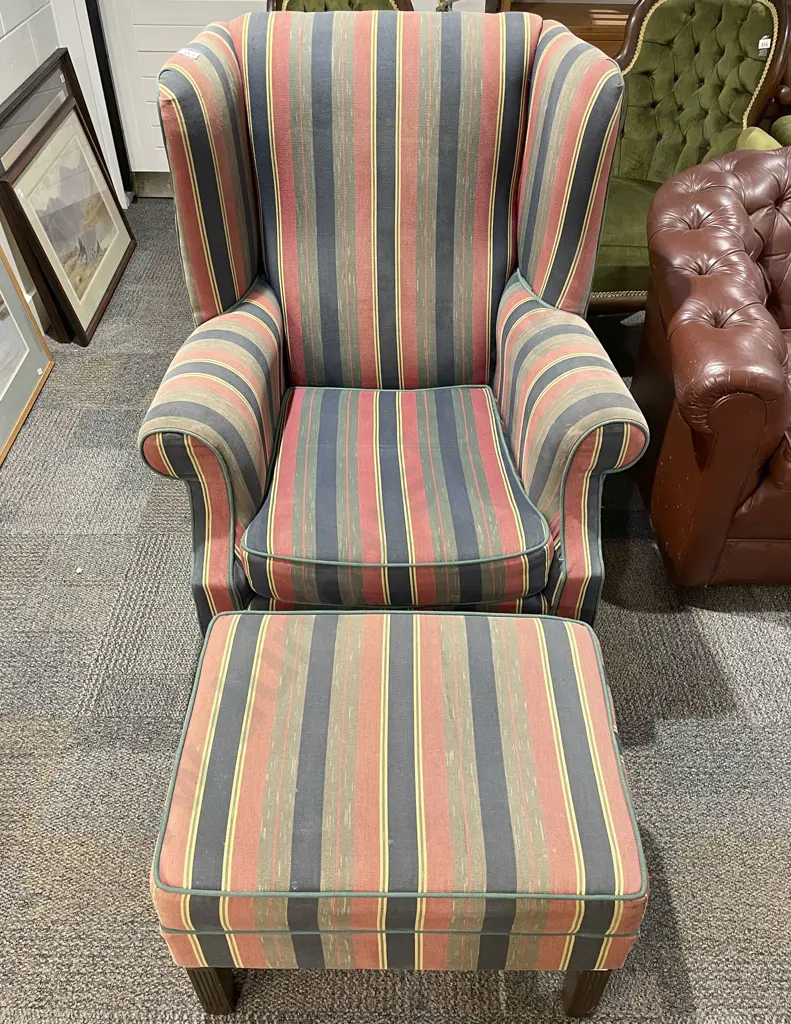 Wingback Armchair and Matching Footstool Image 1++