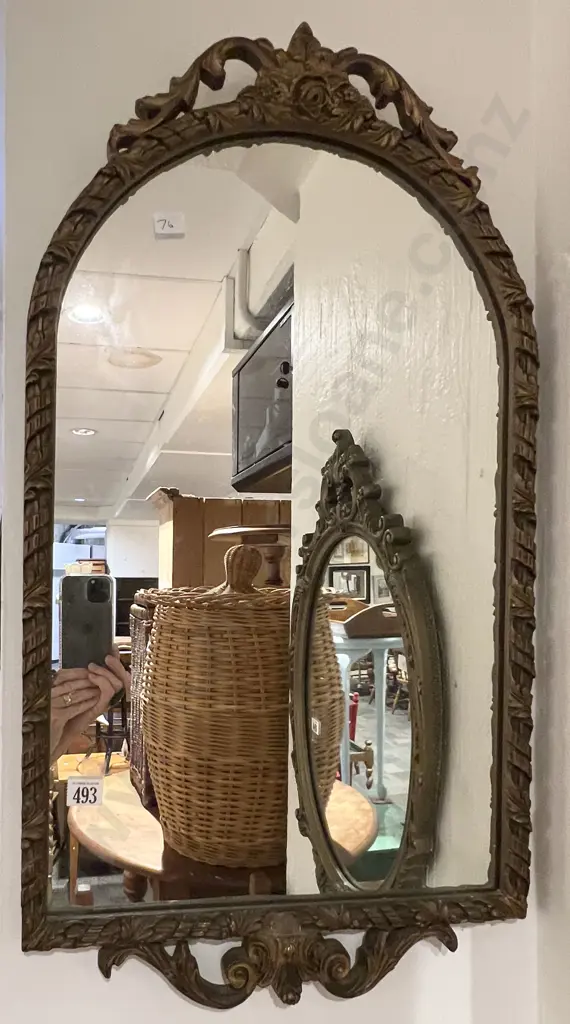 Arched Topped Gilt Framed Wall Mirror Image 1++