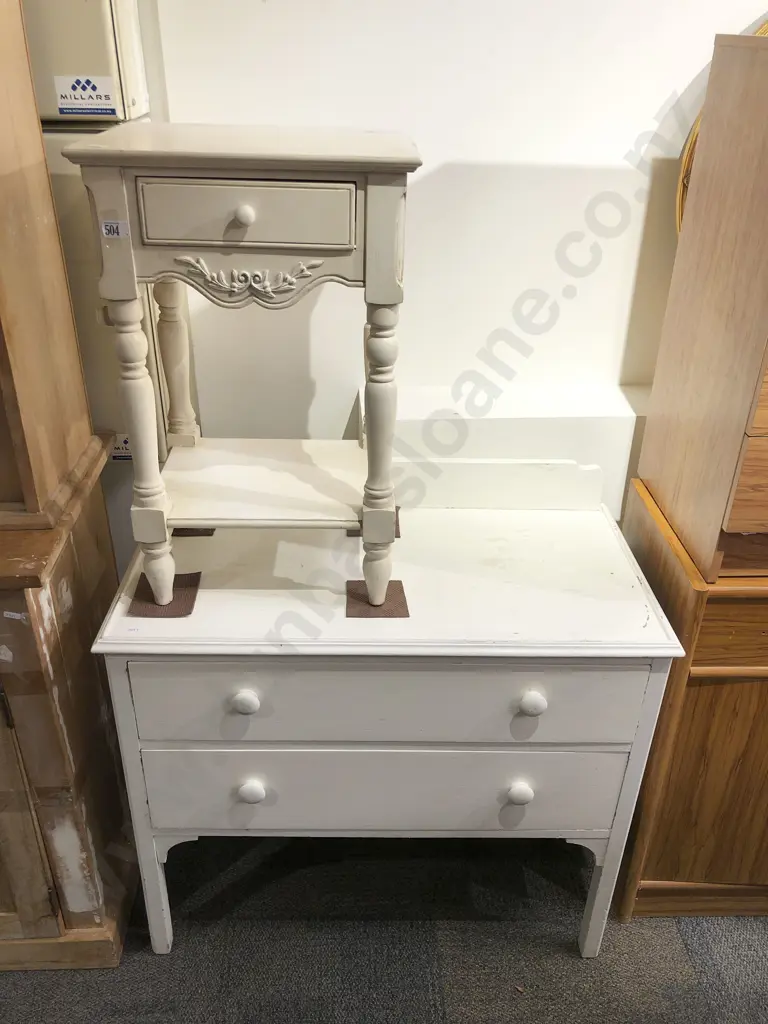 White Painted Dressing Chest & Side Table Image 1++