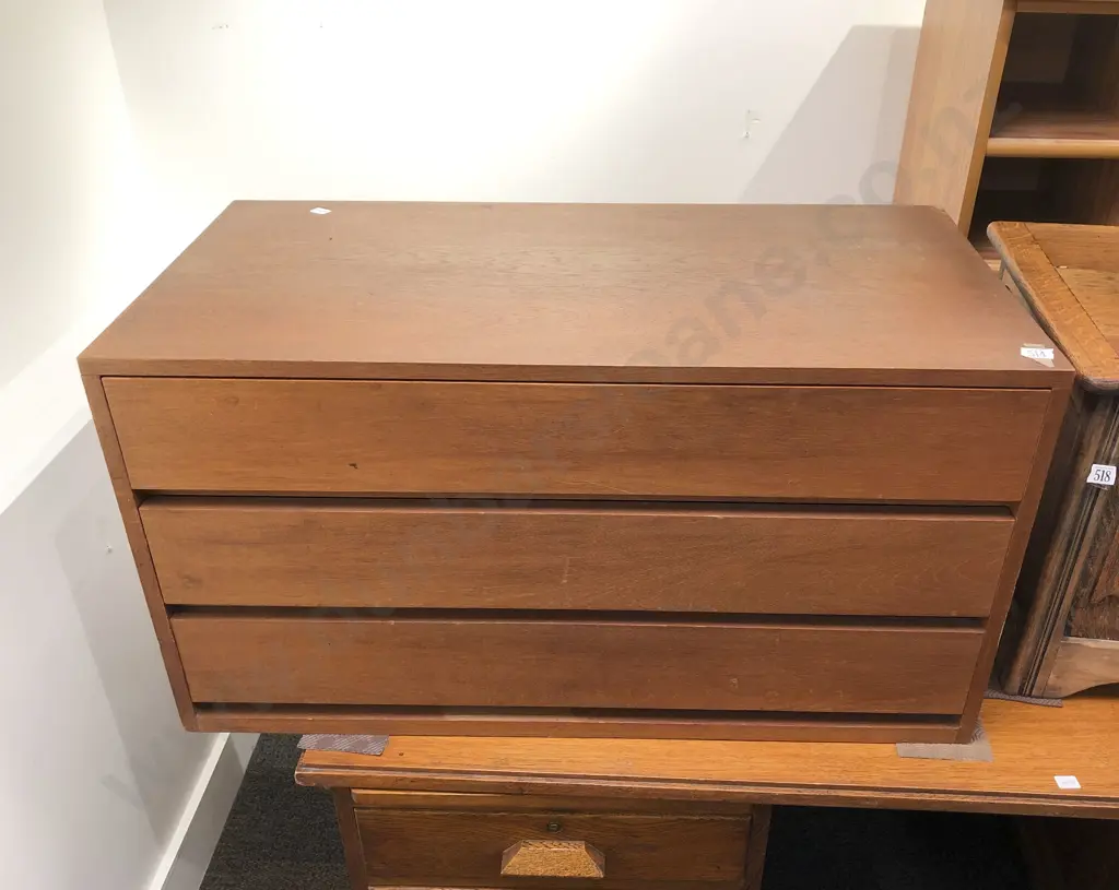 Mid Century Low Three Drawer Chest Image 1++