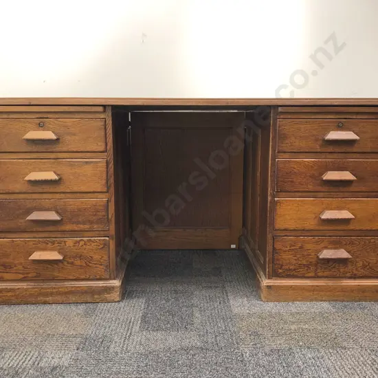 Large Oak Pedestal Desk