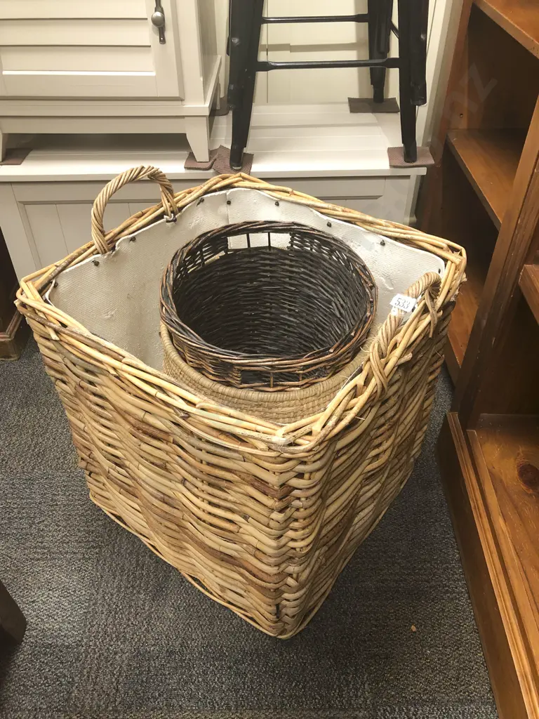 Three Assorted Wicker Baskets Image 1++