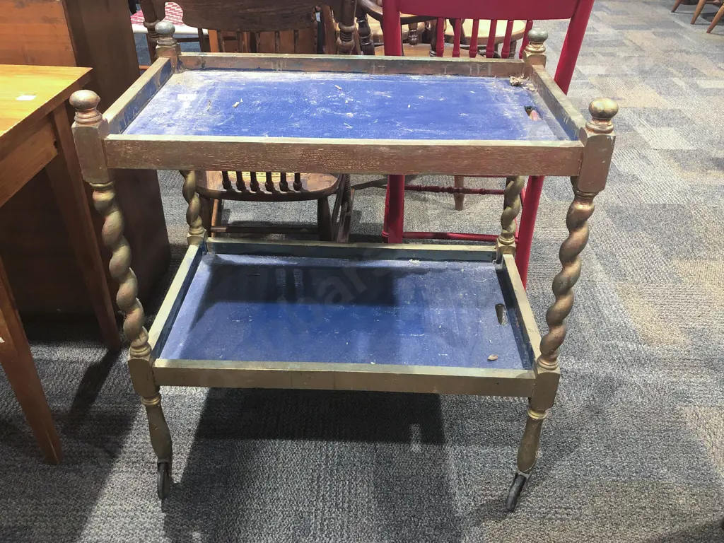 Painted Two Tier Tea Trolley Image 1++