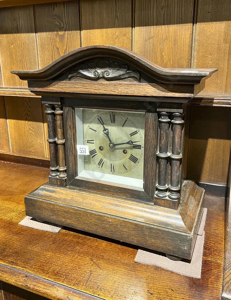 Oak Mantel Clock Image 1++