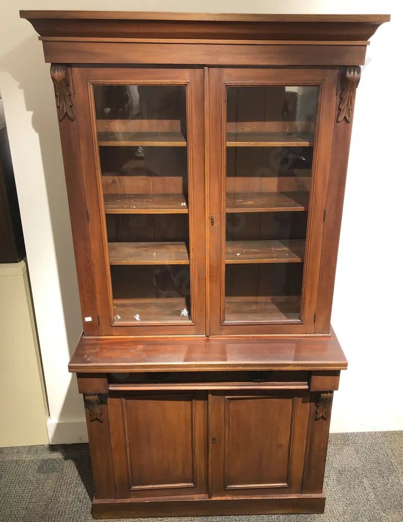 Edwardian Glazed Door Bookcase Cabinet Image 1++