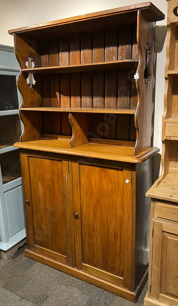 Interesting NZ Colonial Kauri Dresser With Shaped & Pierced Top Image 1++