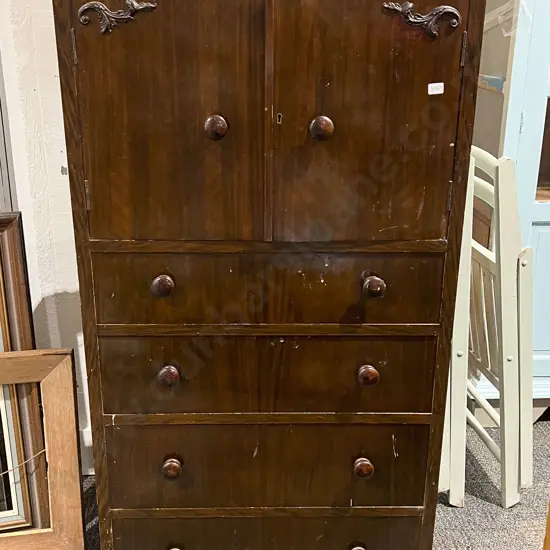 Tall Four Drawer Chest of Drawers with Cupboard Top