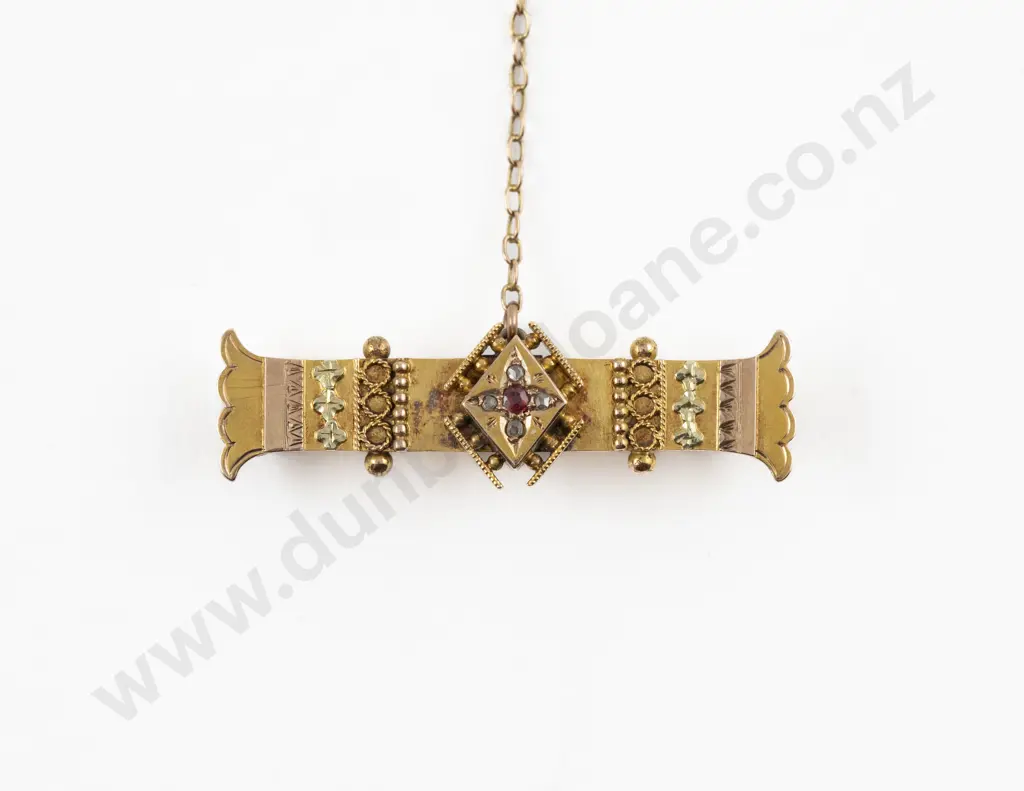 Vintage Boxed 15ct Fancy Bar Brooch Dated 1890 Image 1++