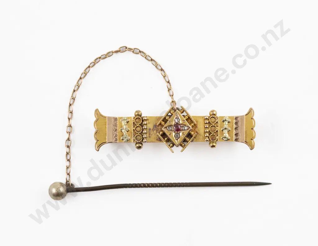 Vintage Boxed 15ct Fancy Bar Brooch Dated 1890 Image 1++