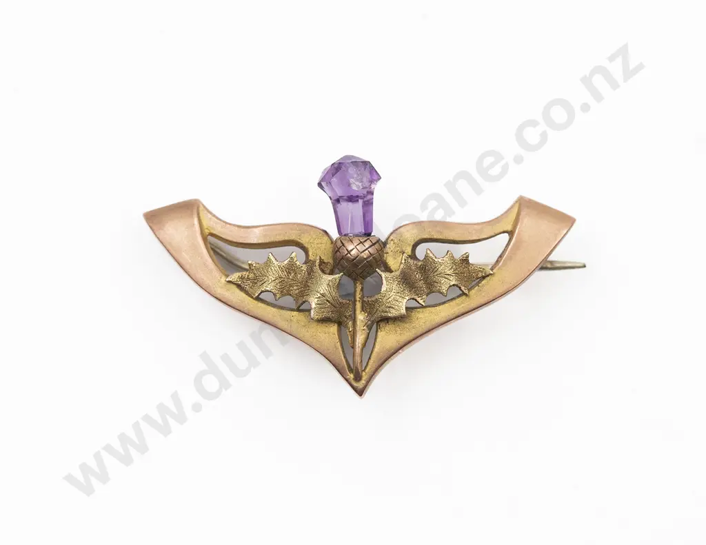 9ct Art Nouveau Scroll Brooch Image 1++