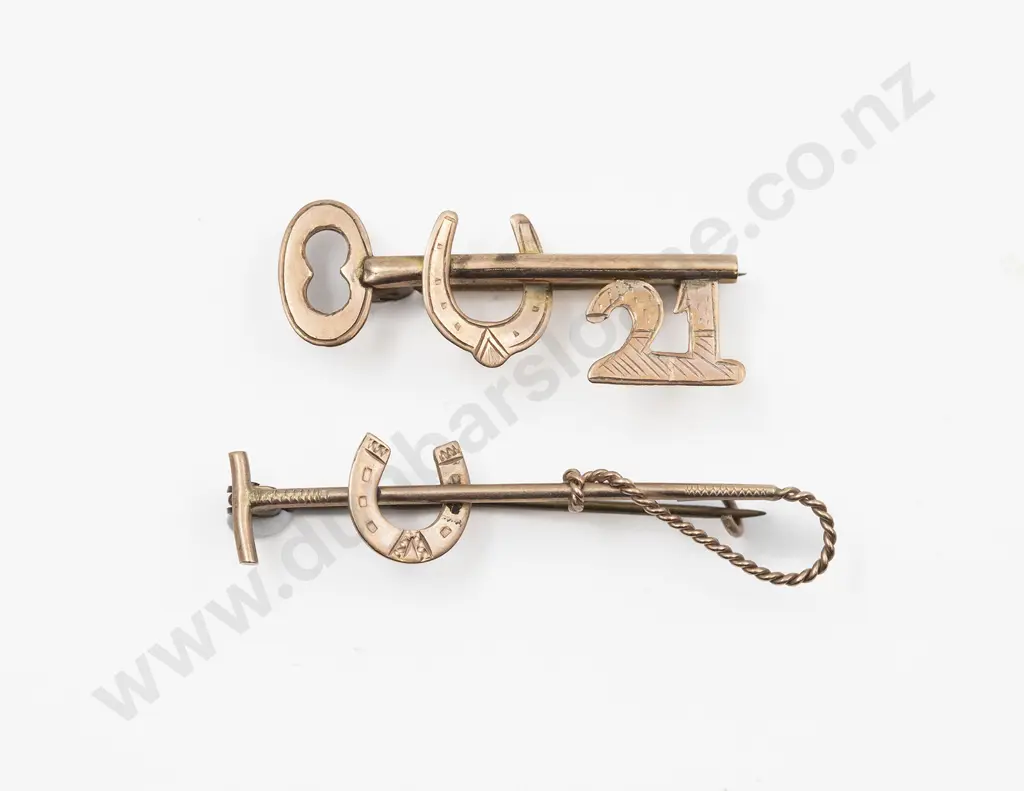 Two 9ct 'Lucky Horse Shoe' Pin Brooches Image 1++