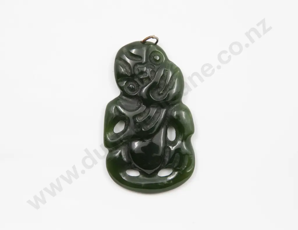 Mid C20th Greenstone Tiki Pendant Image 1++