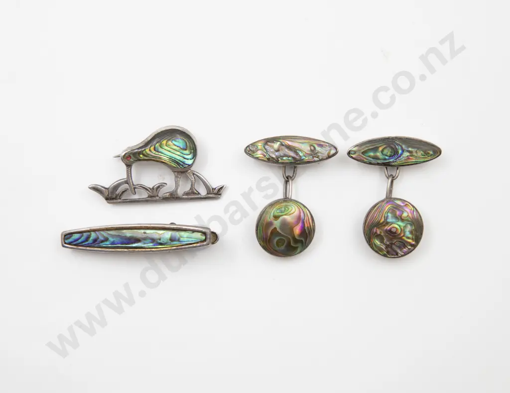 S/S and Paua Pair Cuff Links Image 1++