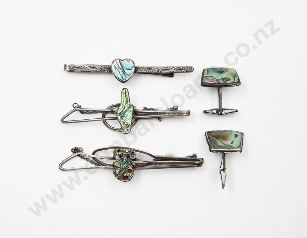 S/S and Paua Three Tie Clips Image 1++