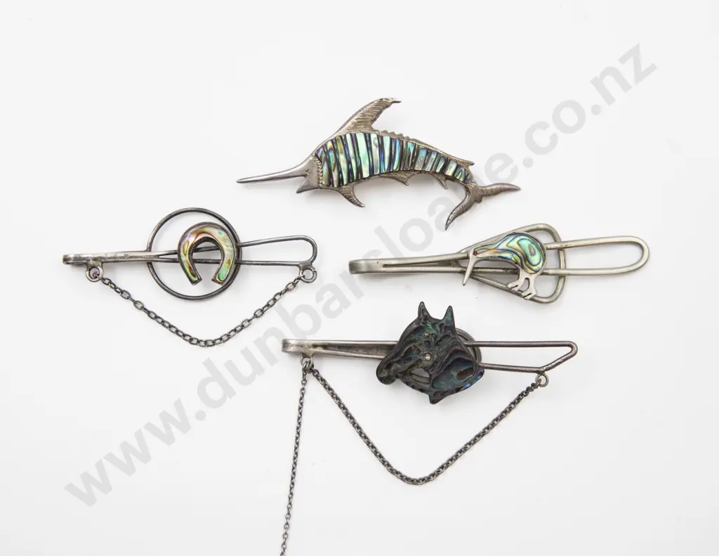 S/S and Paua Three Tie Clips Image 1++
