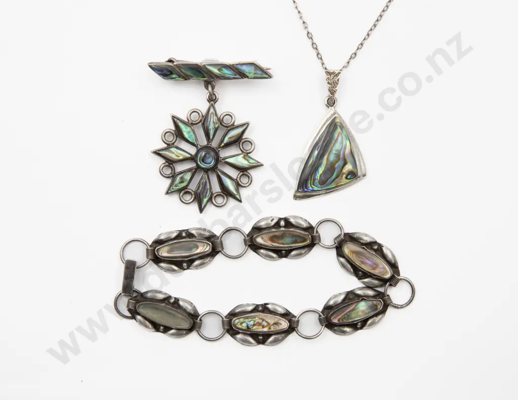 S/S and Paua Bracelet Pendant Brooch and Pendant Image 1++
