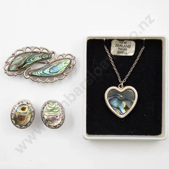 S/S and Paua Double Panel Brooch