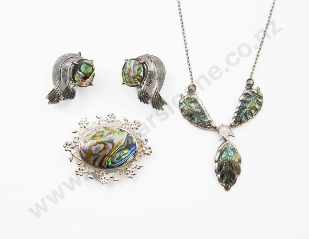 S/S and Paua Leaf Pendant Necklet Image 1++