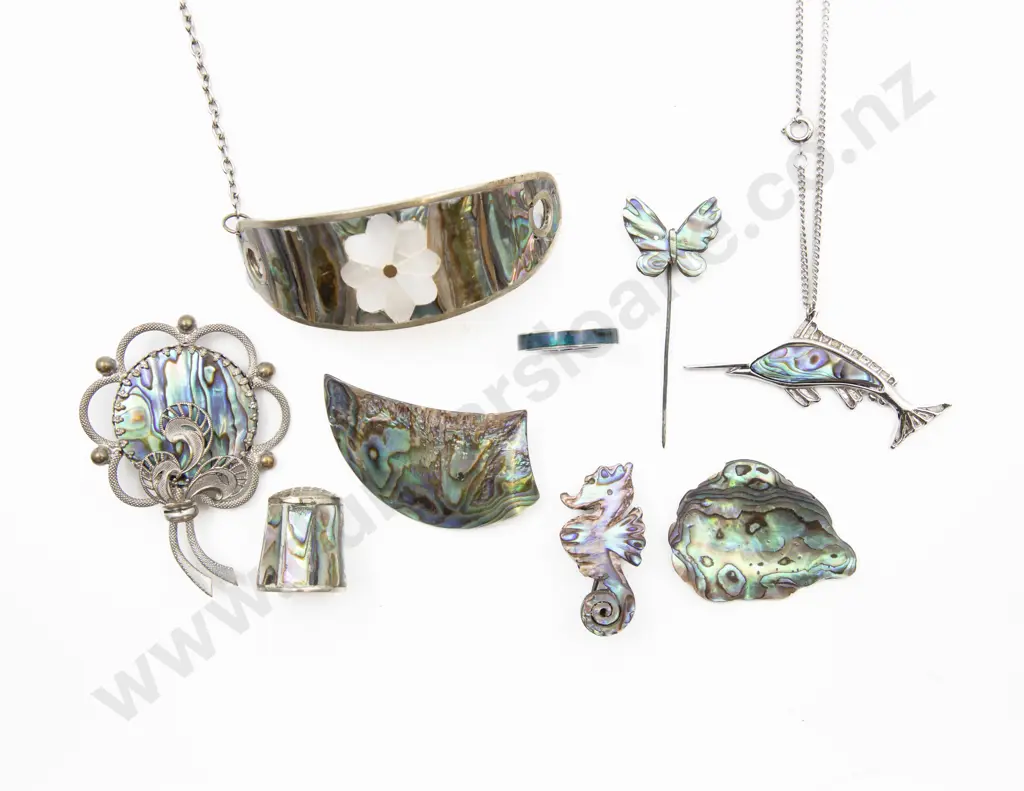 S/Plate and Paua Three Brooches Image 1++