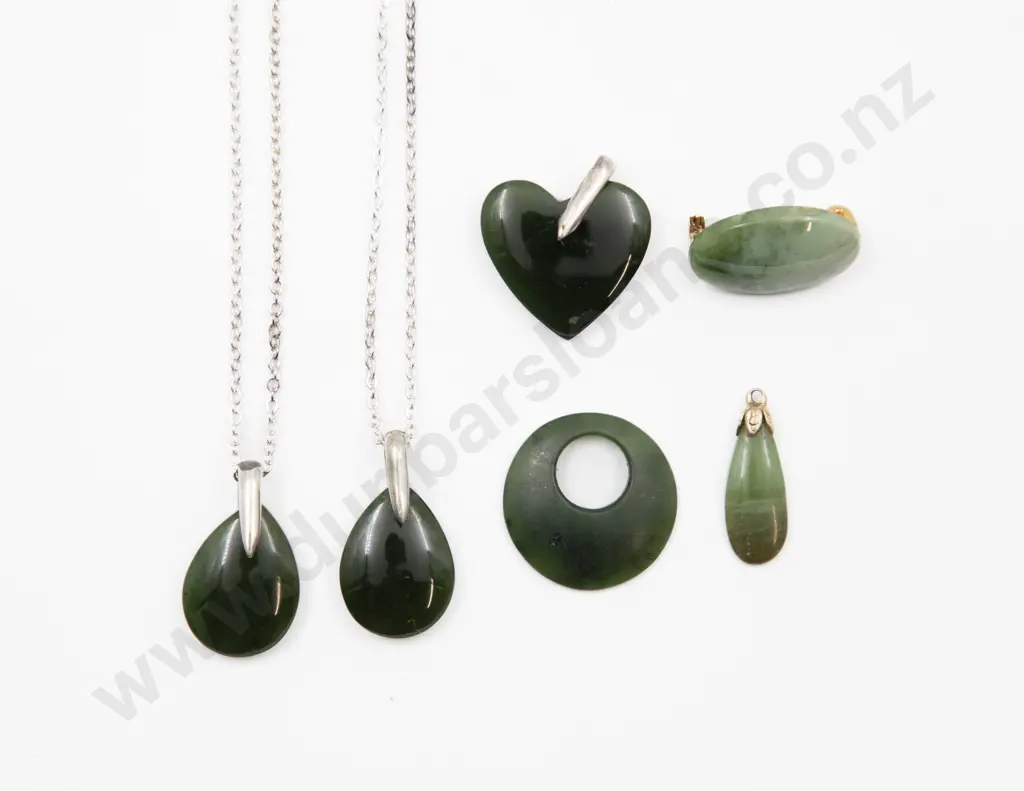 Five Greenstone Pendants and Small Oval Brooch Image 1++