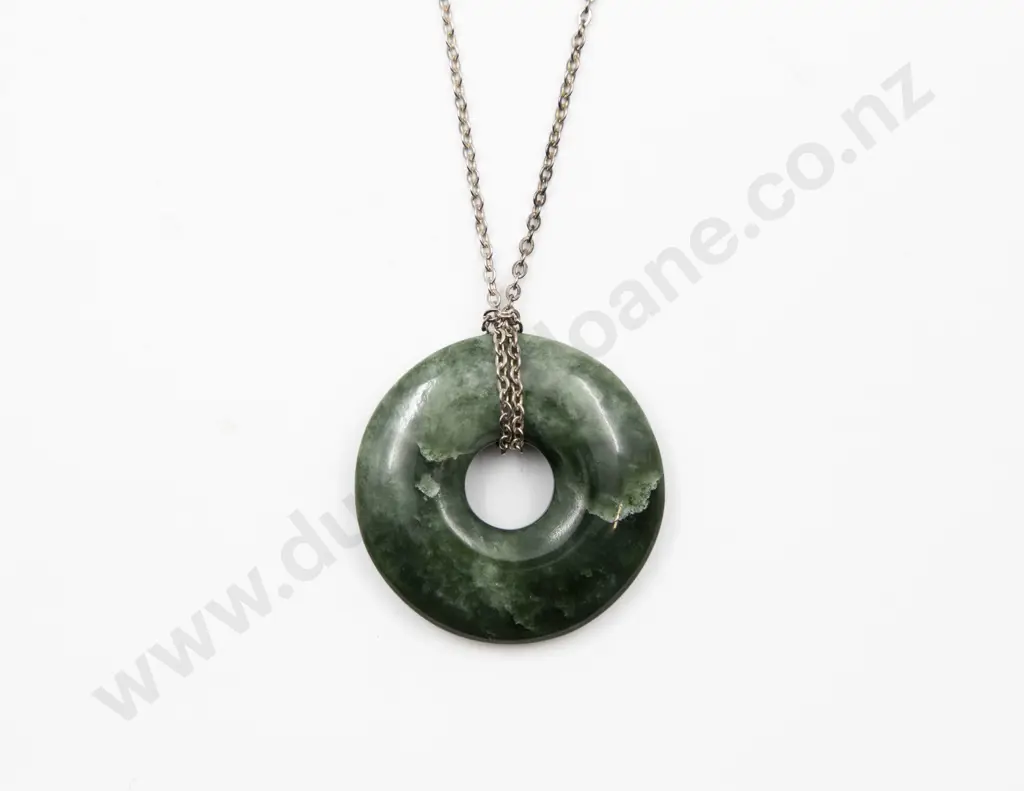 Plain Greenstone Pi Pendant Image 1++