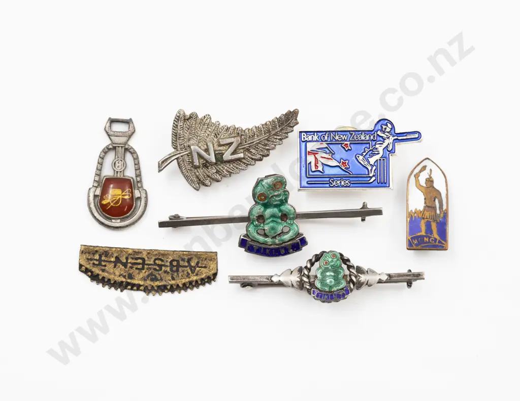 Two S/S & Enamel Tiki Bar Brooches Image 1++