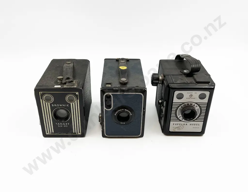 Two Kodak Brownie & One Conway Box Cameras Image 1++