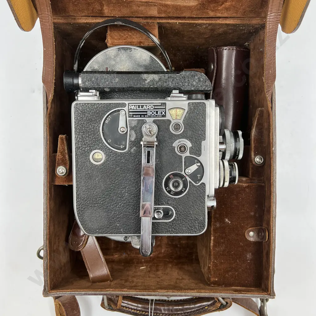 One Paillard Bolex Film Video Camera with Leather Case Image 1++