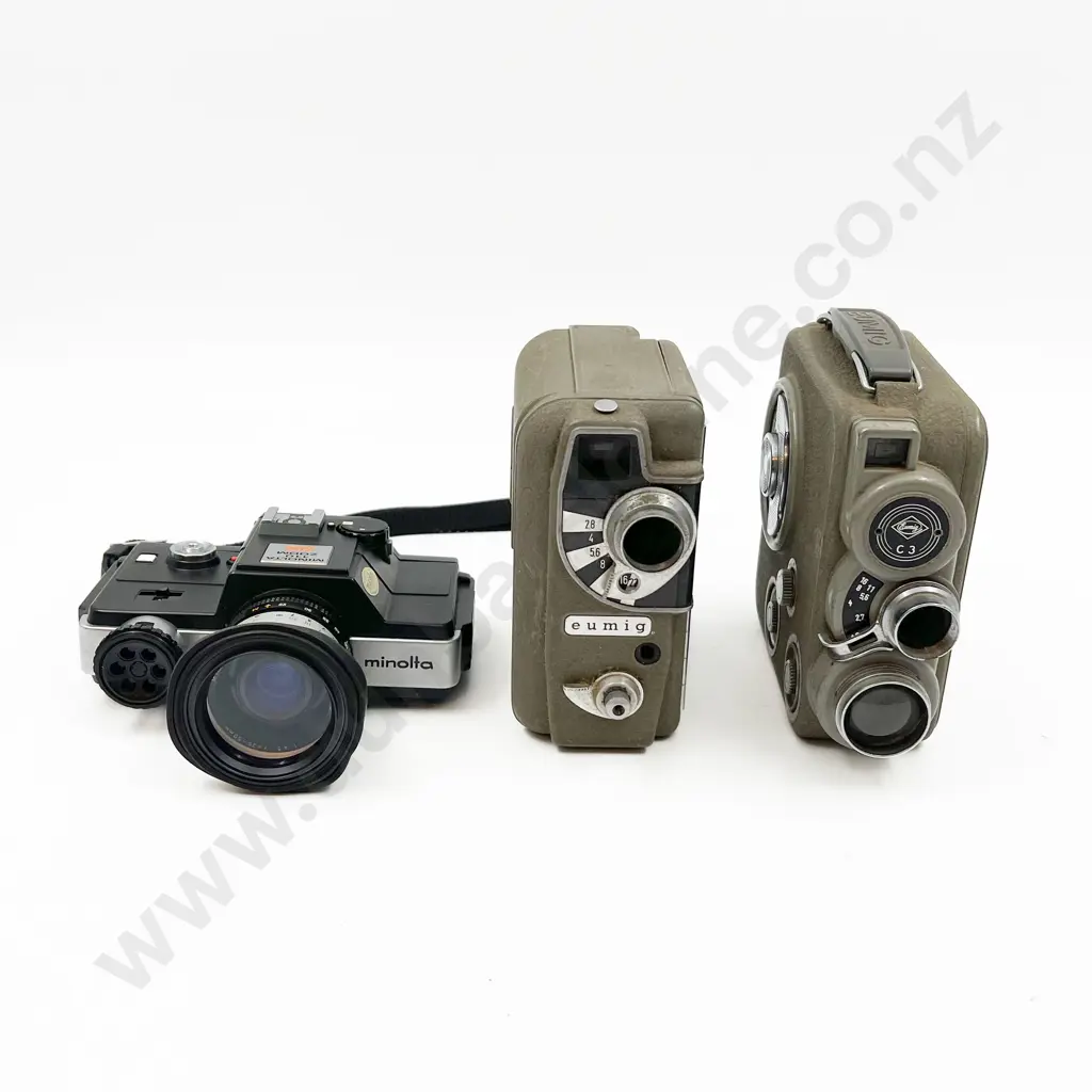 Minolta 110 Zoom SLR & Two 8mm Film Cameras Image 1++