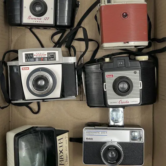 Five Assorted Film Cameras & Viewer
