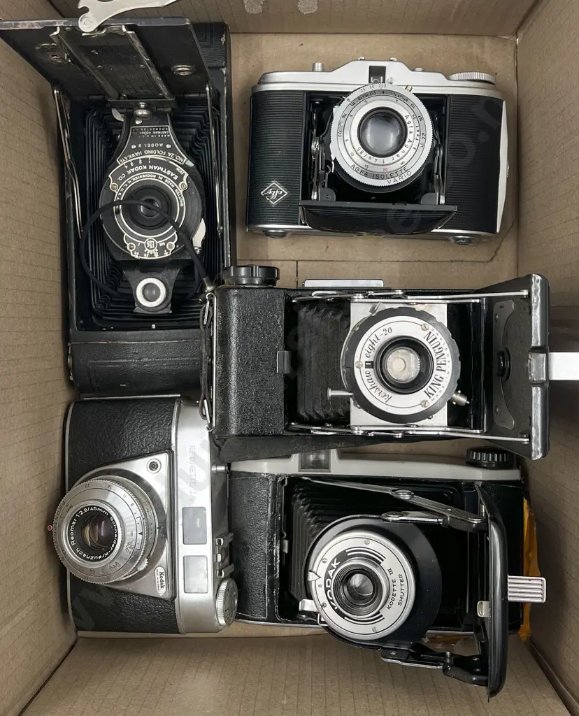 Four Folding Film Cameras & One Rangefinder Camera Image 1++