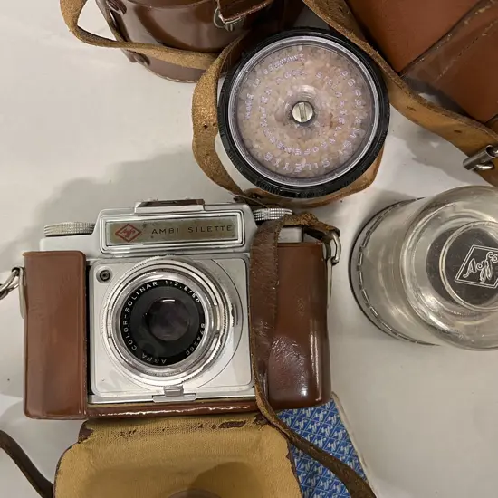 Agfa Ambi Silette Rangefinder with Accompanying Lenses & Leather Bag