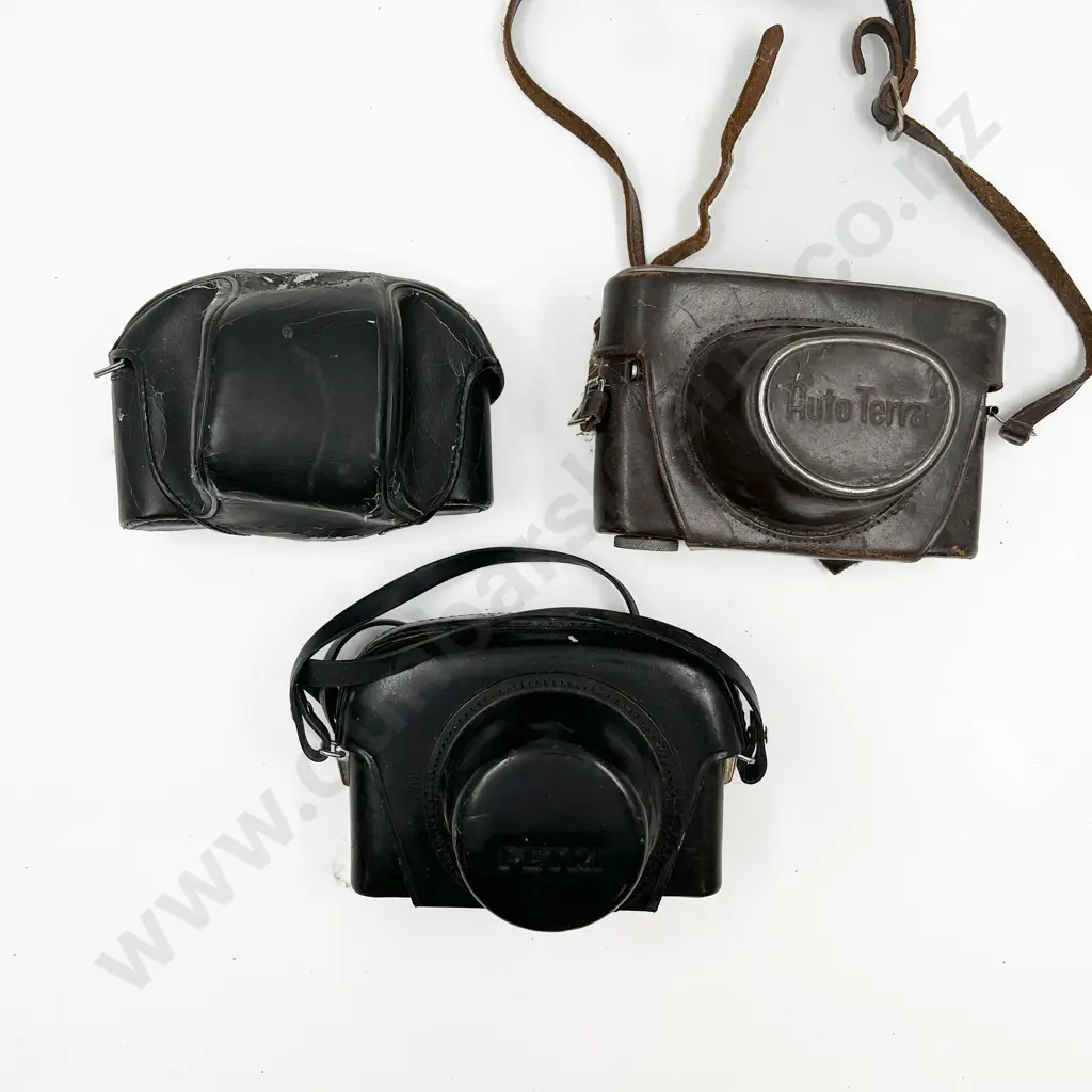 Three Rangefinder Film Cameras with Leather Cases Image 1++